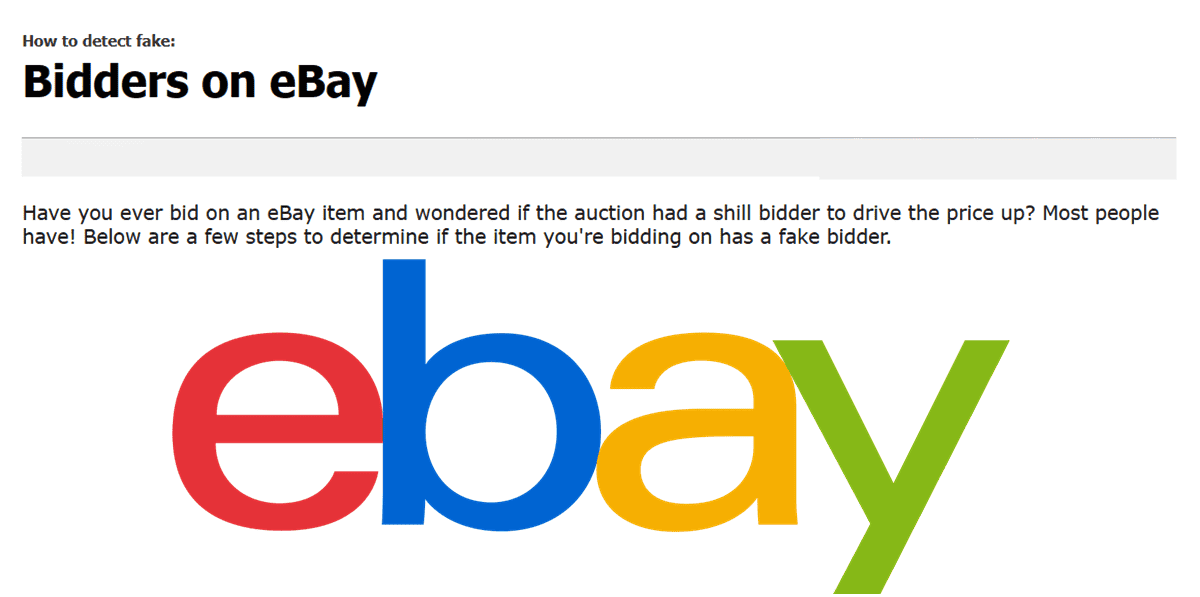 fake Bidders on eBay